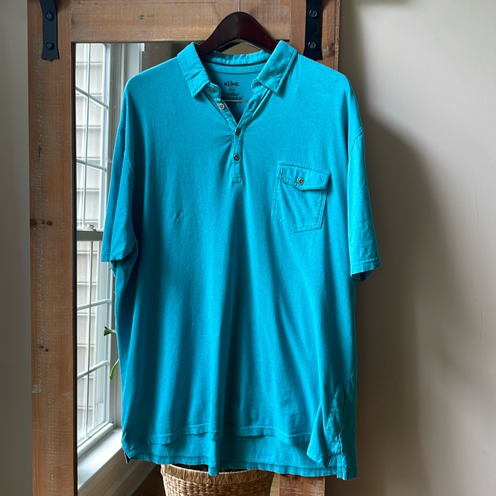 Kuhl Wildfibre Organic Cotton Turquoise Polo Shirt Size XXL
